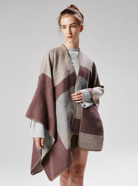 Lady Jacquard Silver Silk Shawl Scarf Cloak