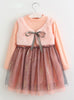 Princess Dress Pink Long Sleeve Wool Bow
