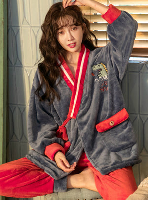 Thickened And Velvet Suit Japanese Kimono Dinosaur