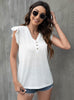 V-neck Loose Button Ruffled Sleeve Top T-shirt