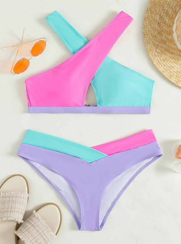 Sexy Cross Color Matching Ladies Bikini