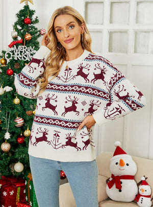 Christmas Day Pullover Loose Fawn Sweater