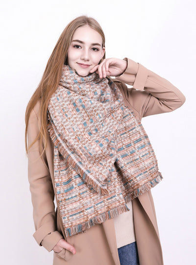 Winter Plaid Scarf Long Warm Cashmere Imitation