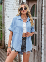 Women Denim Short-sleeved Shirt
