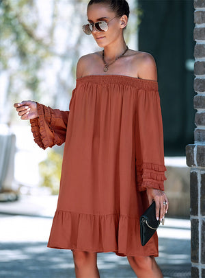 Loose Solid Color Leisure Holiday Big Swing Dress