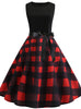 Sleeveless Retro Checkered Print Dress