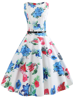 White Print Vintage Dress