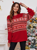 Christmas Printed Patchwork Loose T-shirt