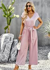 Loose Wide-leg Solid Color Jumpsuit