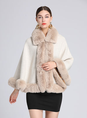 Fur Collar Shawl Cloak Ladies Knitted Cardigan Coat