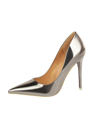 Shallow Pointed Metal High Heels