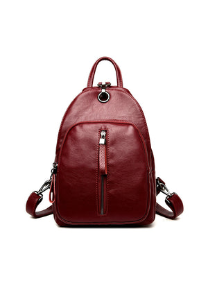 Headphone Function Women Leather Backpack Bags