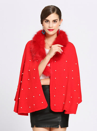 Fox Like Fur Collar Cashmere Shawl Scarf