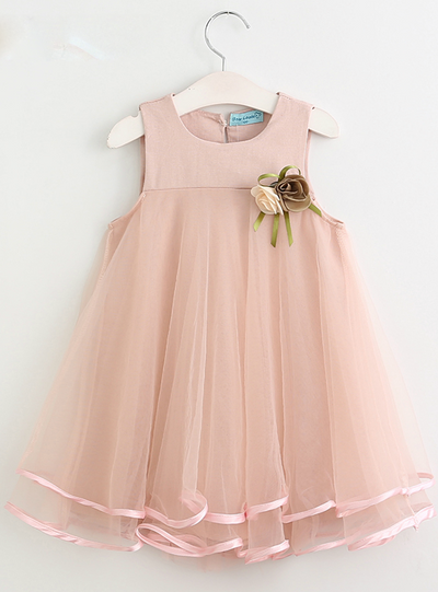 Princess Dress Sleeveless Appliques Floral Design 