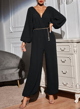 Sexy V-neck Backless Long-sleeved Jumpsuit
