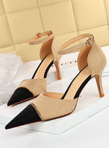 Shallow Pointed Metal Chain Sandals