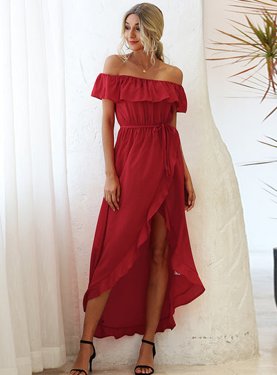 High Waist Irregular Off the Shoulder Dress