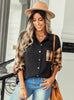Plaid Stitching Lapel Loose Shirt