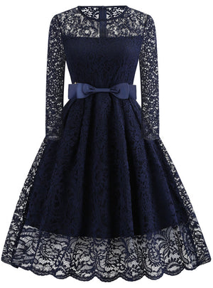 Retro Lace Big Swing Slim Dress