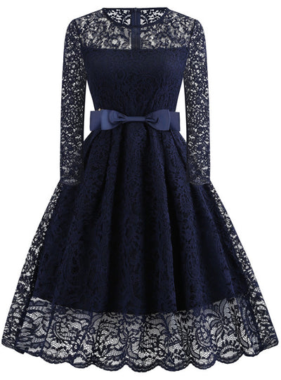 Retro Lace Big Swing Slim Dress