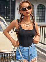 Sexy Slim Solid Color Knitted Vest Top