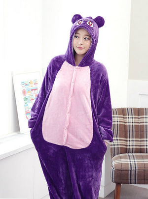 Purple Cat Costume Pajamas Sleepwear Onesie  