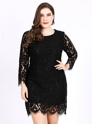 Scoop Neck Hollow Long Sleeve Sexy Dress