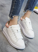White Shoes Fashion Lace-up Platform Shoes 