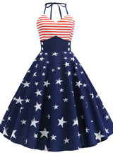 Halter Print Big Swing Dress