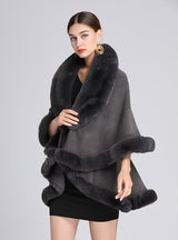 Fur Collar Shawl Cape Ladies Large Size Knitted Cardigan Loose Coat