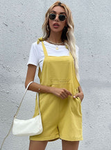Shorts wide-leg Pants Straps Cotton Jumpsuit