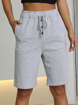 Casual Solid Color Elastic Drawstring Short Pants