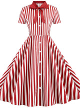 Striped Short Sleeve Butterfly Festival Dress