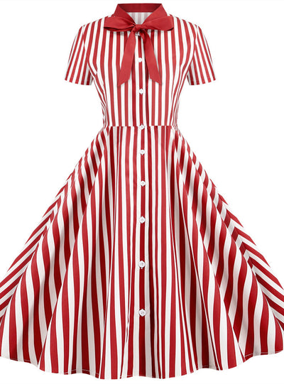 Striped Short Sleeve Butterfly Festival Dress