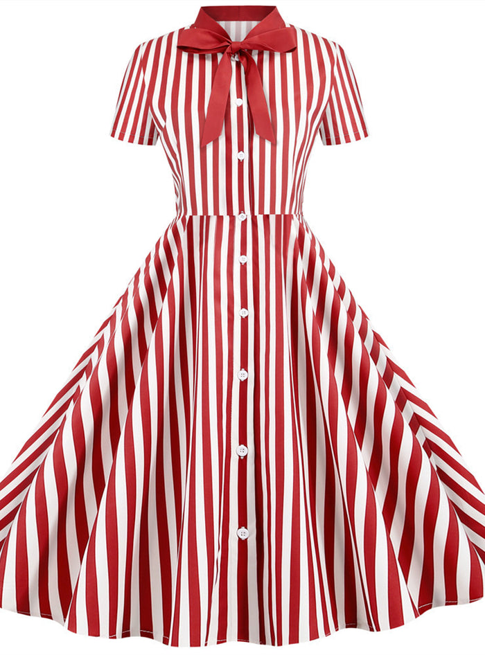 Striped Short Sleeve Butterfly Festival Dress