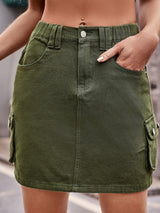 Elastic Waist Casual Denim Skirt