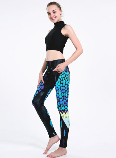 Elastic Slim Leggings Petal Printed Workout