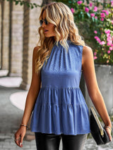 Sleeveless Silm Waist Round Neck Shirt