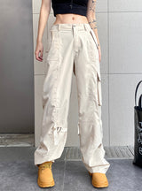 Straight Streamers Pockets Pants