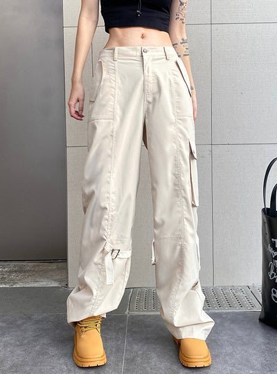 Straight Streamers Pockets Pants