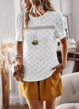 Casual Round Neck Stitching Shirt T-shirt