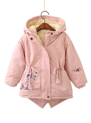 Embroidery Girls Winter Jackets Coat Lace up