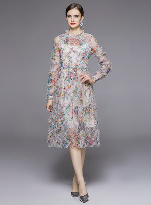 Women Chiffon Floral Cake Dress