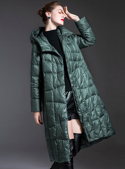 Long Padded Hooded Down Jacket