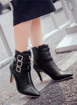 Women Boots High Heels Ankle Boots Pointed