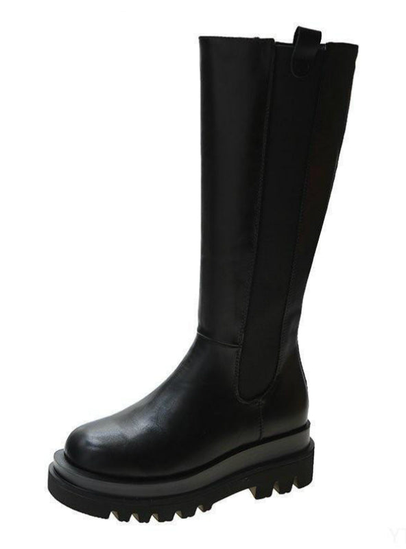 Knee High Boots Women Shoes Natural Genuine Leather