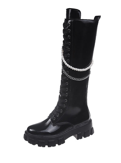 Datong Waist Tall Tube Slim Martin Boots