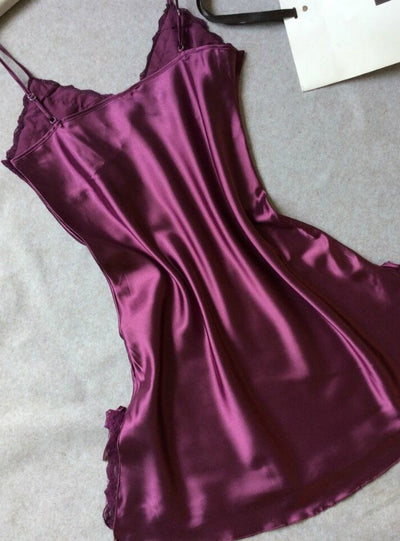 Silk Satin Night Dress Sleeveless Nighties V-neck