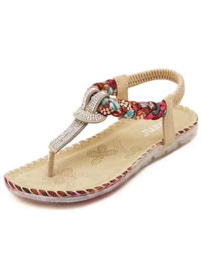 Bohemian Rhinestone Woven Large Print Sandels