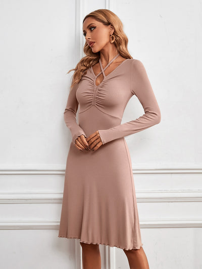 V-neck Long Sleeve Dress